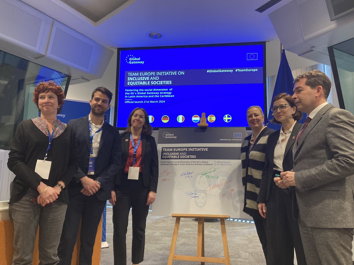 🗣️ 🇪🇺 Commissioner <a href="/JuttaUrpilainen/">Jutta Urpilainen</a> @EU_Partnershipsh announces the launch of the #TeamEurope Inclusive and Equitable Societies Initiative formed by 🇪🇺🇪🇸 🇩🇪🇫🇷🇮🇹🇸🇪🇱🇺 that will mobilize over €1 billion for Latin America and the Caribbean