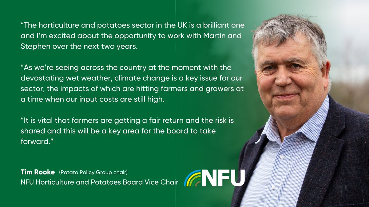 Martin Emmett (@EmmettMR) has been re-elected as chair of @NFUHortPots with Stephen Shields & Tim Rooke elected as vice chairs. Read more👉ow.ly/xwQU50QYuIk