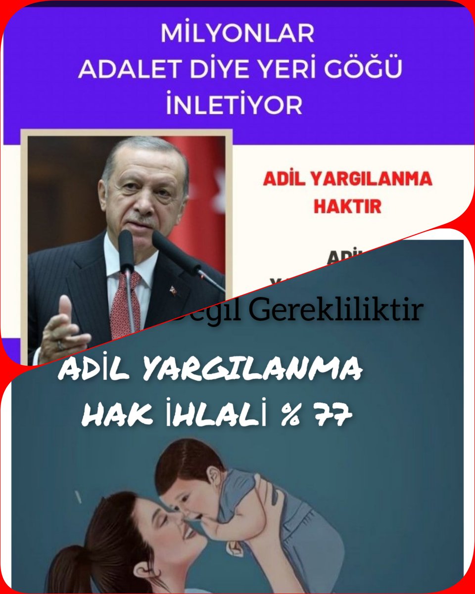 ANAYASA MAHKEMESİNE 
  BAŞVURUDA %77 HAK İHLALİ 
  DEMEK  HER MADDEDEN MASUMLARIN CEZAEVİNDE OLMASI DEMEK❗
#AdliMahkumaAF
<a href="/RTErdogan/">Recep Tayyip Erdoğan</a>  <a href="/yilmaztunc/">Yılmaz TUNÇ</a> 
<a href="/dbdevletbahceli/">Devlet Bahçeli</a> <a href="/YildizFeti/">Feti Yıldız</a> 
<a href="/AYMBASKANLIGI/">Anayasa Mahkemesi</a> <a href="/adalet_bakanlik/">T.C. Adalet Bakanlığı</a>