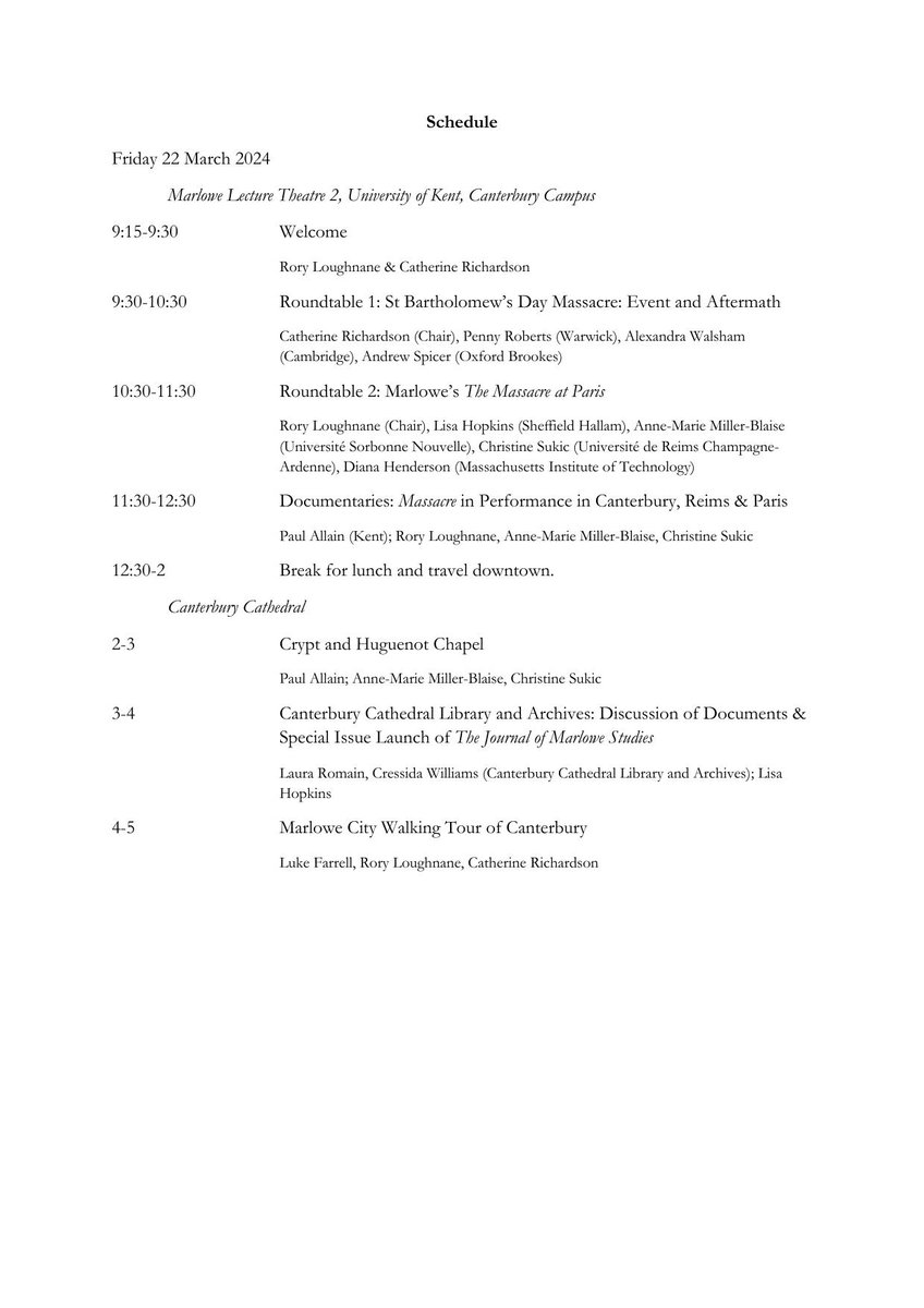 All-day symposium tomorrow: 🌟'Marlowe and the Huguenots of Canterbury'🌟 The early sessions from 9:15-12:30 (2 roundtables and documentaries) are hybrid. Just email for Zoom details. More info at: research.kent.ac.uk/marlowe-works/ And follow @MarloweProject for updates.