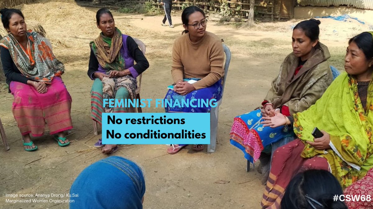 Feminist and women’s rights organizations play a critical role in delivering social and gender transformation but receive less than 1% of all ODA and grants combined. We need more sources of #FeministFinancing. No restrictions, no conditionalities! 

#CSW68