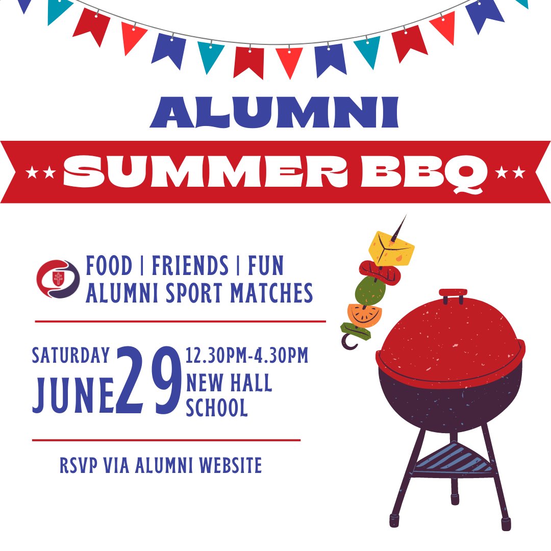☀️ We are thrilled to invite you to our Alumni Summer BBQ on Saturday 29 June ☀️ 

We will be hosting a delicious barbeque at the front of the School complete with Pimms and ice-cream, as well as alumni sport matches (subject to interest) 🏏🍦

📲 RSVP: alumni.newhallschool.co.uk/event/alumni-s…
