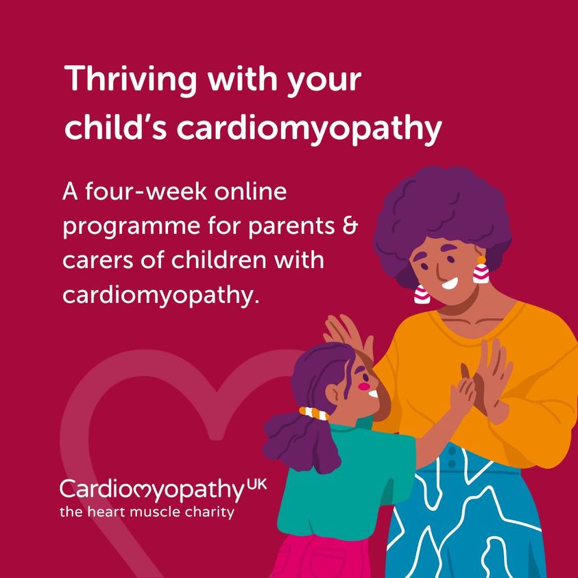Thriving With Your Child’s #Cardiomyopathy A 4-week online programme for parents & carers of young people with cardiomyopathy. Led by a trained counsellor w/ personal experience of raising a child with cardiomyopathy. To find out more, email: cameron.doye@cardiomyopathy.org