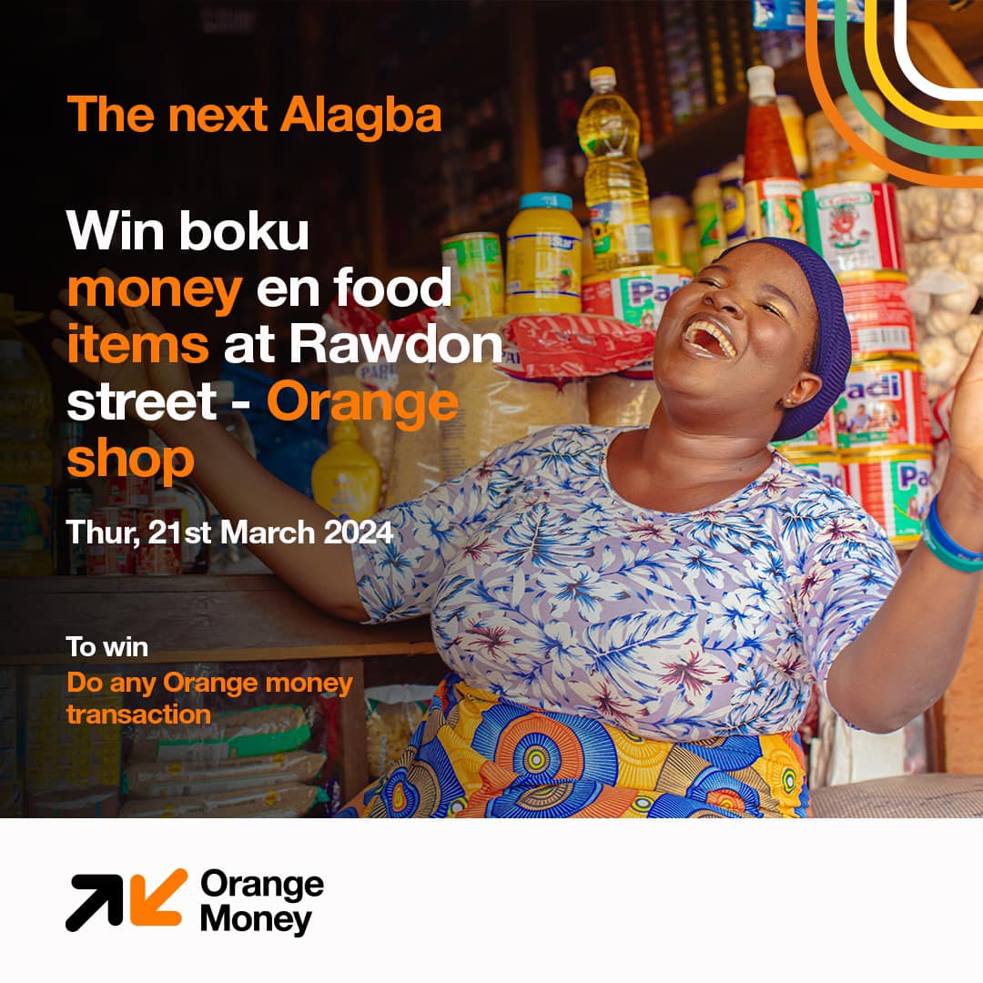 Orangemoneysl's tweet photo. Join we tidae front we Rawdon Street shop ein win big with Orange Money… 
#nextalagba #WINABUSINESS #orangesl #OrangeMoney https://t.co/7226wkysMU