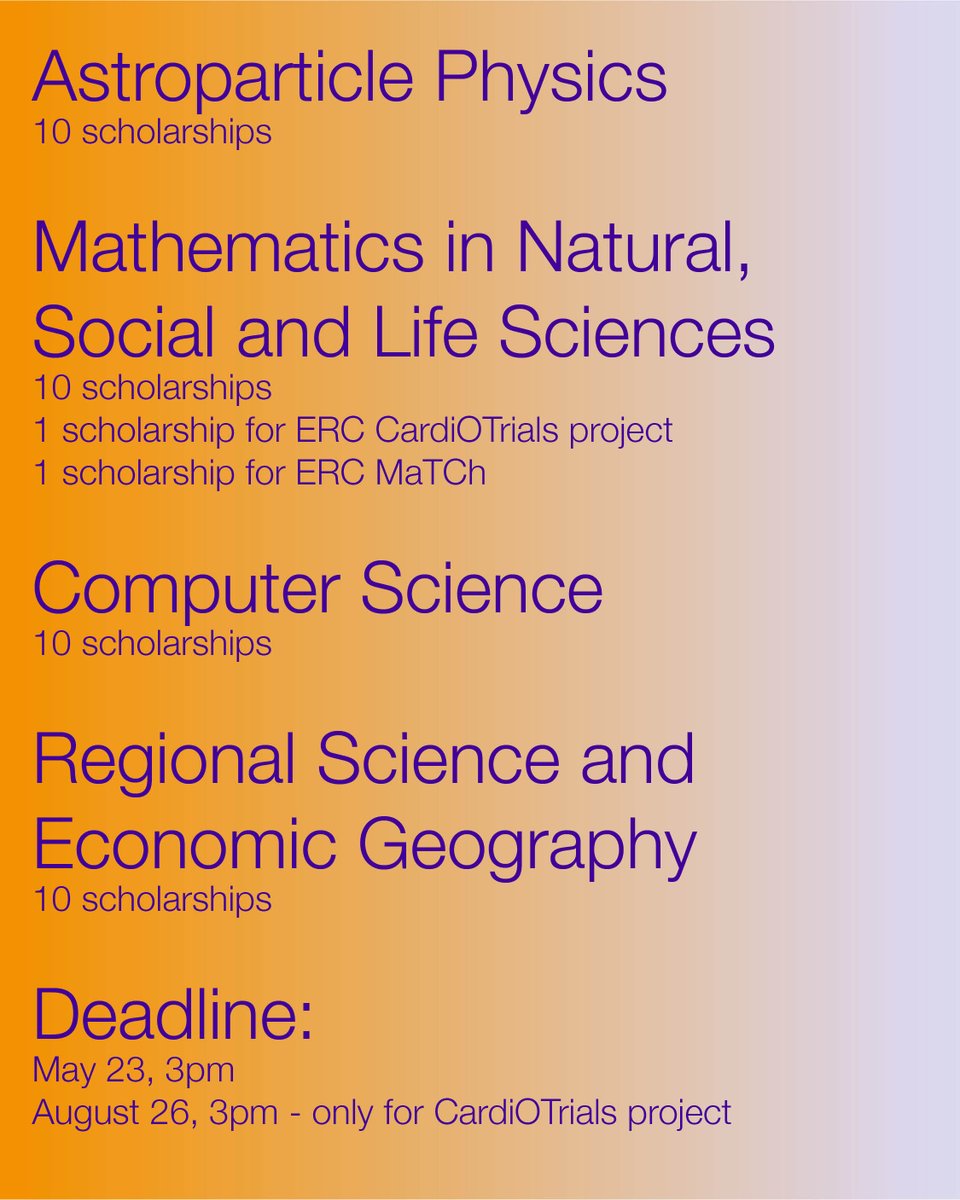 📯 New Call for PhD Applications 2024/25 now open!
The GSSI - Gran Sasso Science Institute offers 42 PhD scholarships in the following fields:

⏳ The application must be submitted through the online form available at applications.gssi.it/applications