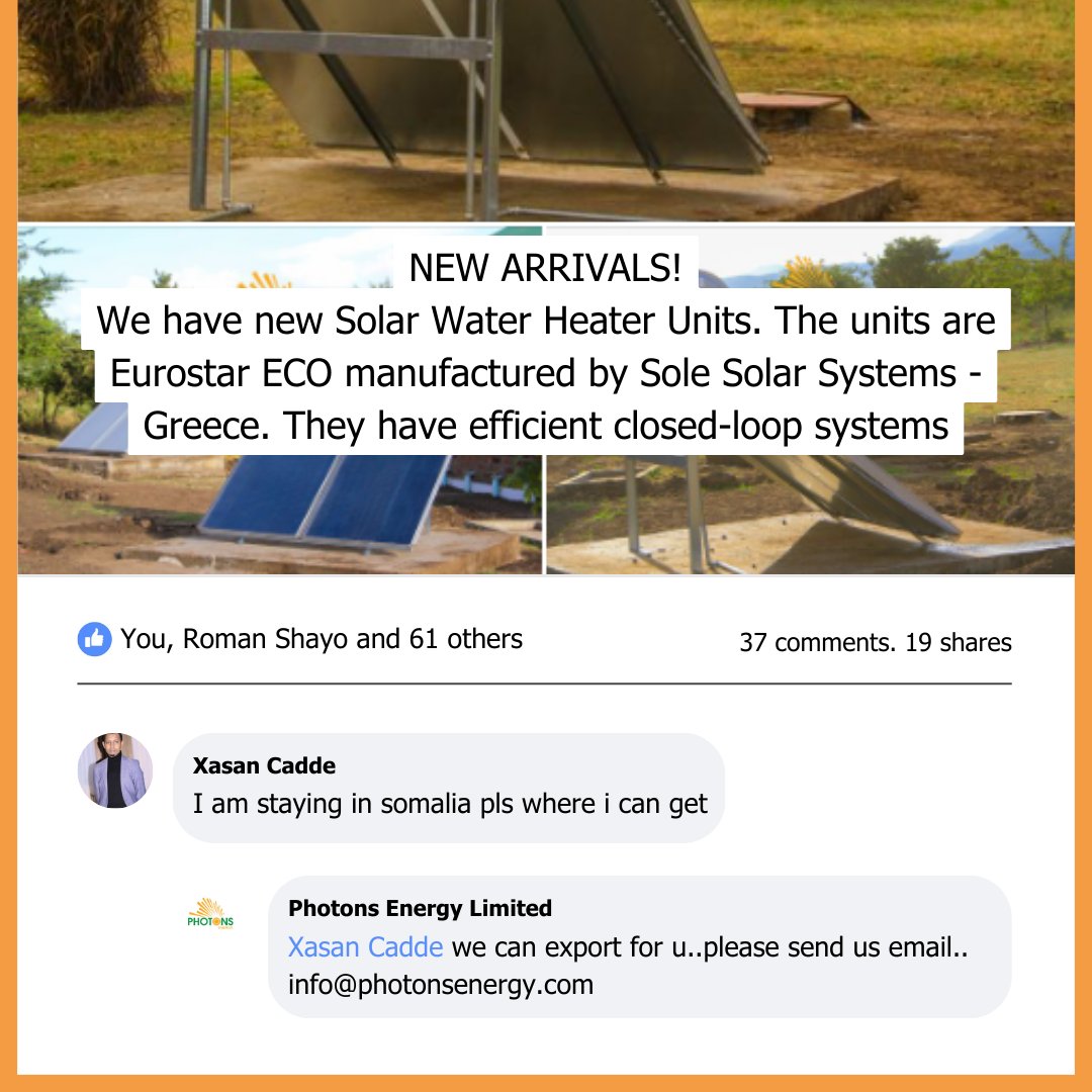 PhotonsEnergy's tweet photo. Don't worry! We can export our products and send our experts to assist you wherever you are, even outside of Tanzania. https://t.co/xTvR45Ifvt