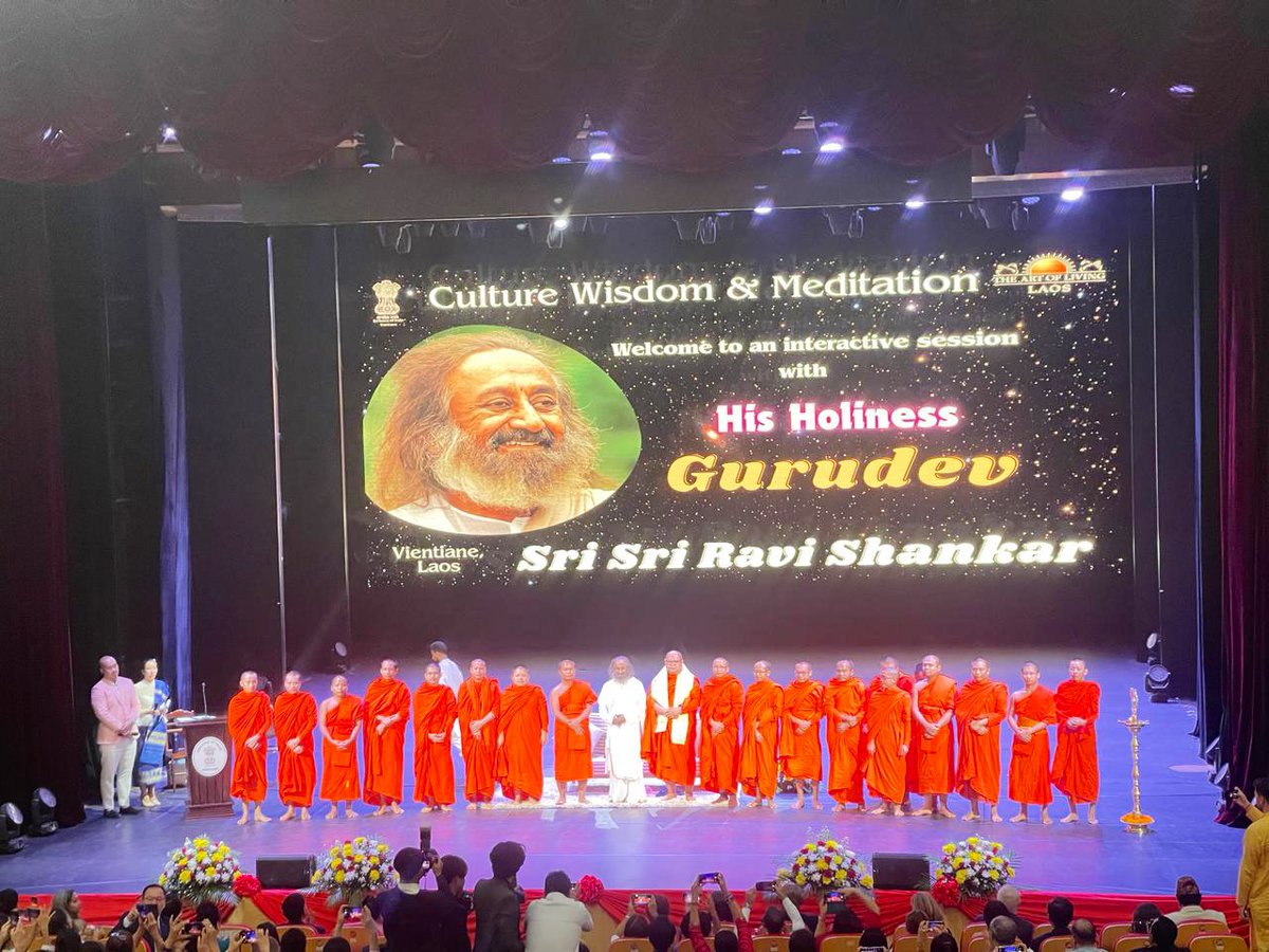 Youth in large numbers joined the celebration of culture, wisdom &amp; meditation in Vientiane, the capital city of Laos. The event saw the presence of Laos' Hon. Deputy Minister of Culture, the Hon. Indian Ambassador, and leaders from diverse fields, including Buddhist monks.