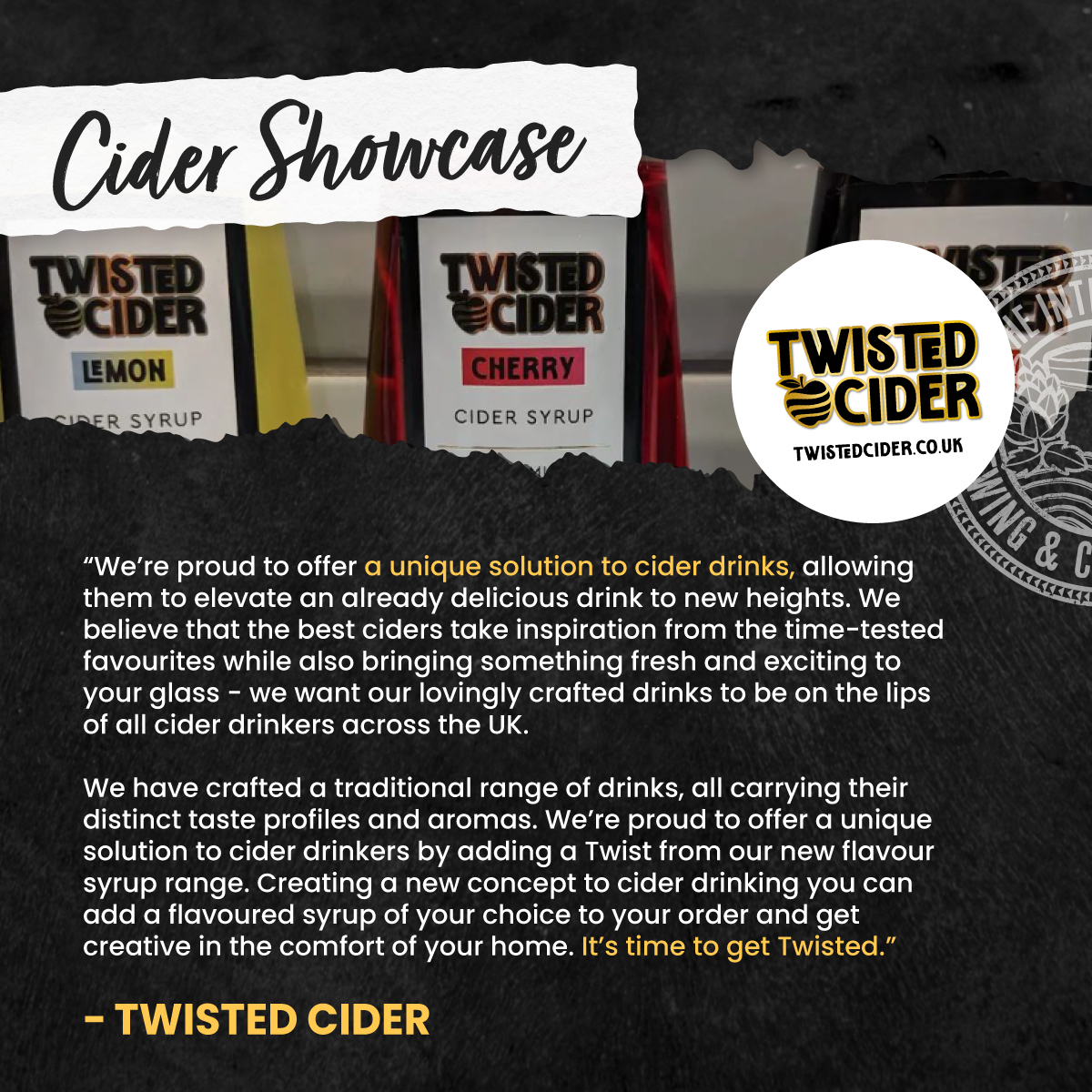 🍏 𝐂𝐈𝐃𝐄𝐑 𝐒𝐇𝐎𝐖𝐂𝐀𝐒𝐄 🍎 We’re welcoming @TwistedCider to IBCFest24🤝 Naturally vegan & cruelty-free, Twisted Cider lovingly twist up to 16 cider apple varieties on their farm to create the perfect pint boasting an unrivalled taste 🍏