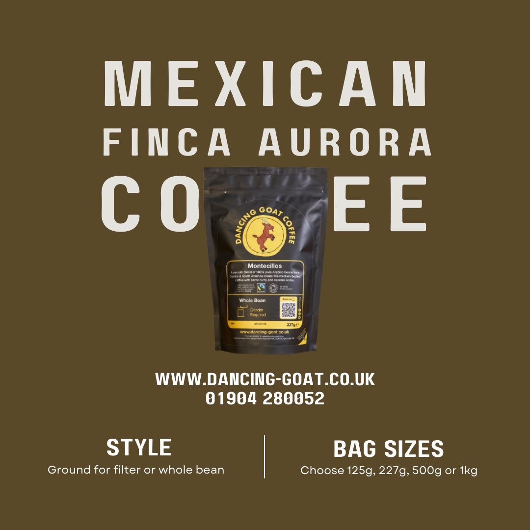 Let your senses take you on a journey 🌏 Our Mexican Finca Aurora coffee is crafted using coffee beans from the Finca Aurora plantation. This elegant coffee has a deep aroma and chocolate notes. Fancy giving it a try? Need to stock up? dancing-goat.co.uk/shop/for-home-… #coffeeathome