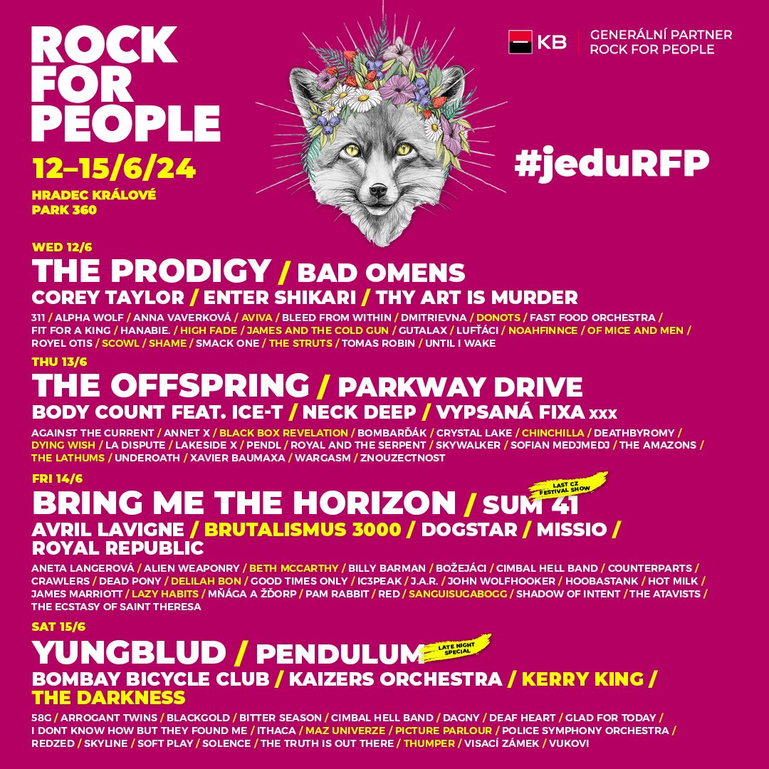 We’re playing at the @rockforpeople festival in the Czech Republic and we’re very very excited about it. 🎫 Get your tickets here: rockforpeople.cz/en/tickets/ #jeduRFP