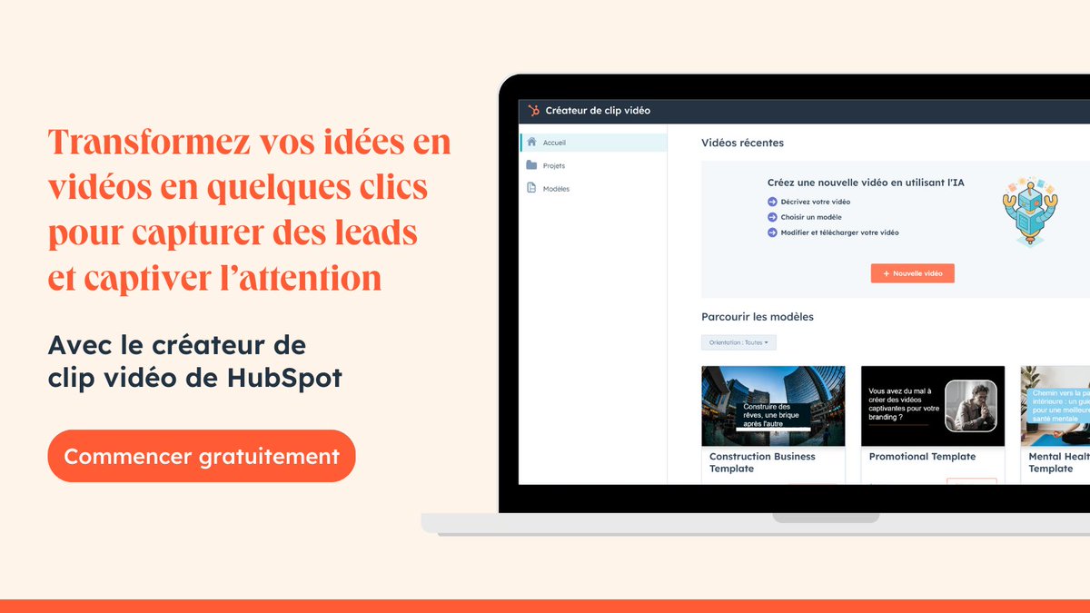 💥 HubSpot vient de lancer le générateur de vidéo #IA : un nouvel outil qui permet de convertir du texte en vidéos accrocheuses, en quelques clics. 🤩 Détail qui a son importance : l'outil est entièrement gratuit : hubspot.fr/clip-creator #AI #video