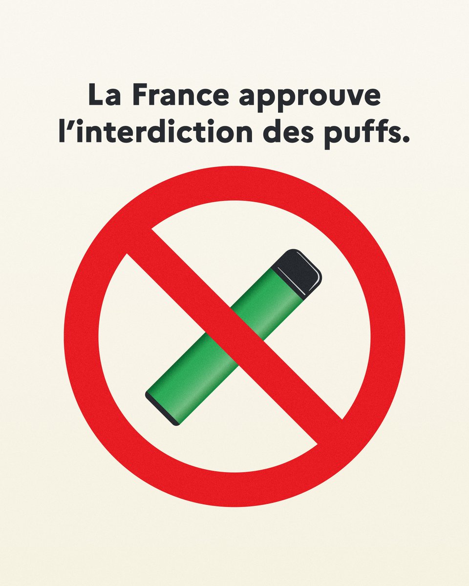 Le Parlement vient de trouver un accord sur l'interdiction des puffs. Je  m'en félicite et saisis immédiatement la Commission européenne pour qu'elle  confirme la décision de la France. La lutte contre le