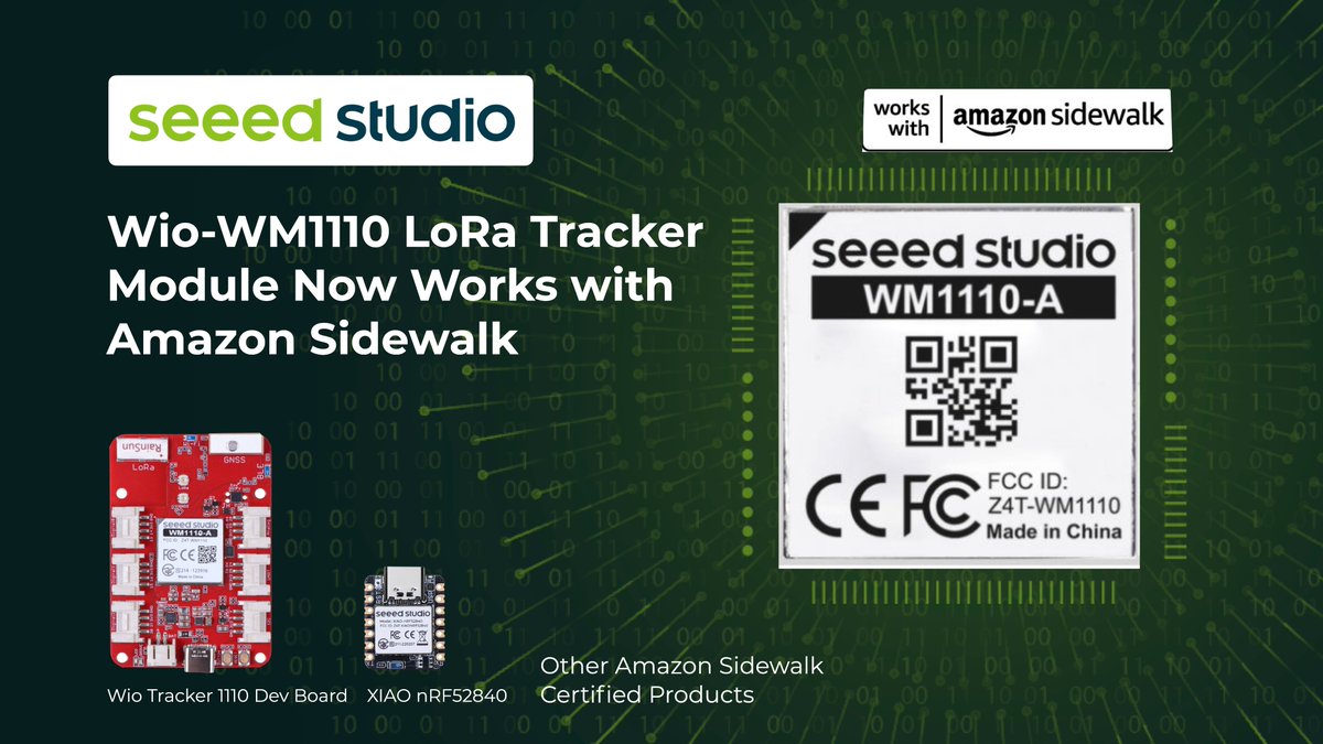 seeedstudio's tweet image. #LPWAN 📣 Exciting news! Our Wio-WM1100 LoRa Tracker Module &amp;amp; Wio Tracker 1110 Dev Board are now @amazon Sidewalk qualified. This enhances IoT connectivity and opens up new possibilities for innovative solutions. 

Check out our blog for more details: 🔗bit.ly/3TKZIiC