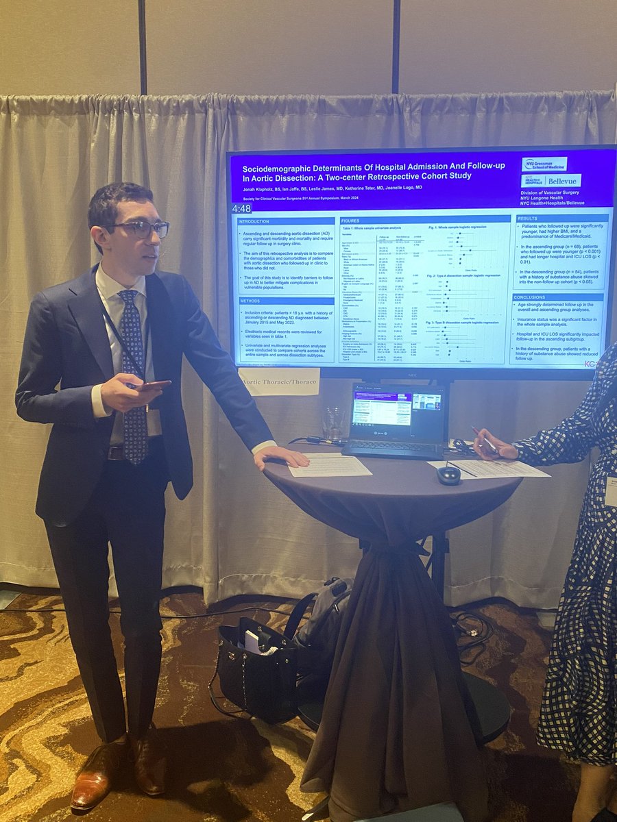 Our PGY3 Jason Zhang, incoming Vascular PGY1 Kee Harish, and incoming @NYUGSOM_SurgRes PGY1 Jonah Klapholz presenting at SCVS!