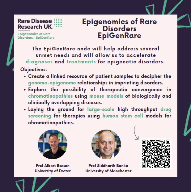 📌Meet the #EpiGenRare node! Led by Prof Albert Basson and Prof Siddharth Banka @smbanka, this node will provide epigenomic expertise, access to the state-of-the-art platforms and pipelines for epigenomic analysis, and clinical expertise on epigenetic diseases.
#RareDiseases