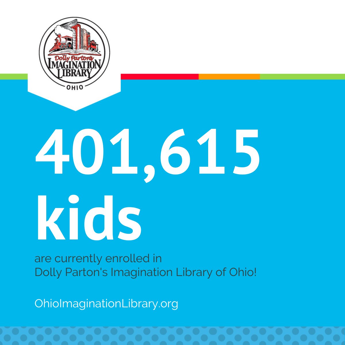 Thousands of @dollyslibrary books were mailed this month! In Ohio, any child between 0-5 years old can sign up to receive a monthly book at no cost to their family ➡️ ohioimaginationlibrary.org