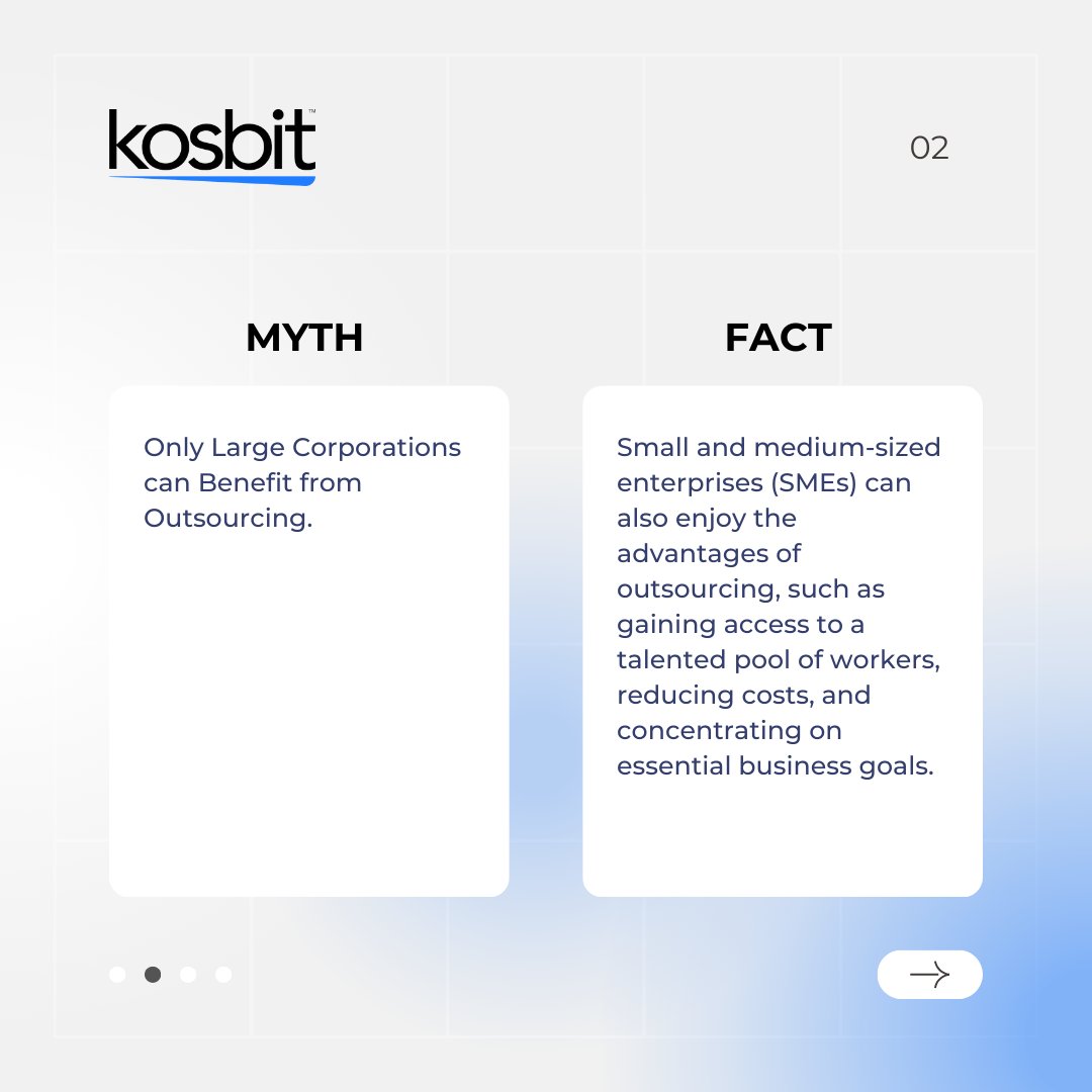 kosbitLLC's tweet photo. Busting myths and revealing facts about BPO outsourcing for SME's! 

With over a decade of expertise in the outsourcing industry Kosbit is equipped with the perfect solution for your needs.🚀

Visit https://t.co/l2RaI494kv to learn more.

#Outsourcing #BPO https://t.co/ogi6zeBRDd