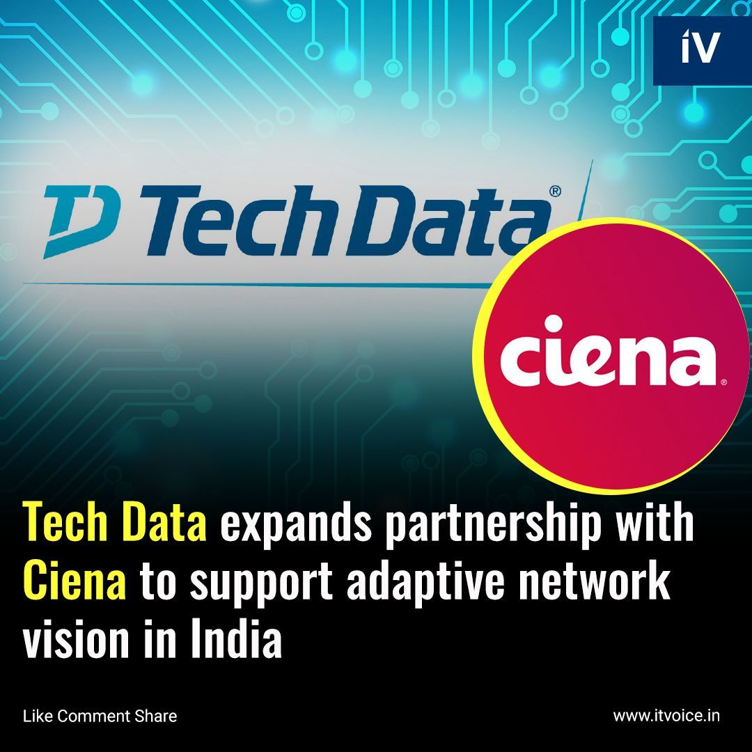 itvoice's tweet image. Exciting news as @Tech_Data partners with @Ciena to deliver tailored networking solutions in India, guided by Adaptive Network Vision. Strengthening support for partners and seizing growth opportunities in India's evolving digital landscape. #TechData #Ciena #Connectivity