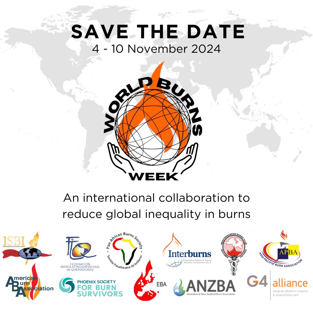 Together with other burn associations, Phoenix Society for Burn Survivors is launching WORLD BURNS WEEK, a week to advocate for global equity in burns. Save the date: November 4 - 10, 2024! #BurnSurvivor #WorldBurnsWeek #BurnCare