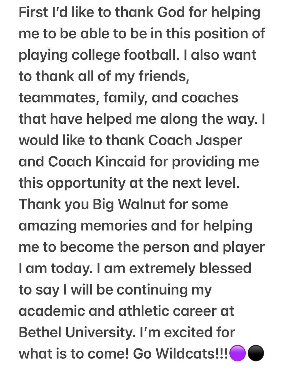 110% Committed🟣⚫️ <a href="/BIGshadowMIKE/">Coach Mike Jasper</a> <a href="/CoachKLBs/">Dustin Kincaid</a> <a href="/BWEagleFB/">Big Walnut Football</a> <a href="/BigWalnutsoccer/">Big Walnut Men’s Soccer</a> <a href="/BigWalnutEagles/">Big Walnut Athletics</a> <a href="/D_Madden_Punter/">Coach Dan Madden</a> <a href="/KohlsKicking/">Kohl's Kicking Camps</a> <a href="/BU_FootballTN/">Bethel University Football (TN)</a> <a href="/bwhsathsecy/">Teresa Piper</a> <a href="/sheltonOSU1/">Brian Shelton🇺🇸</a>
