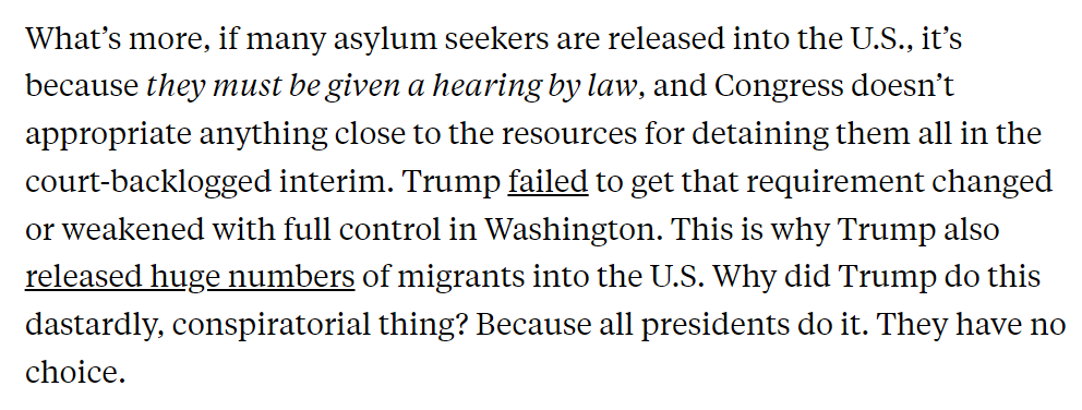 Does Elon Musk know that huge numbers of migrants were released into the United States by...Donald Trump? Does Musk, the Great Empiricist, ask himself for one second *why* that might be the case? I tried to spell this out for Musk here. 3/ newrepublic.com/article/180007…