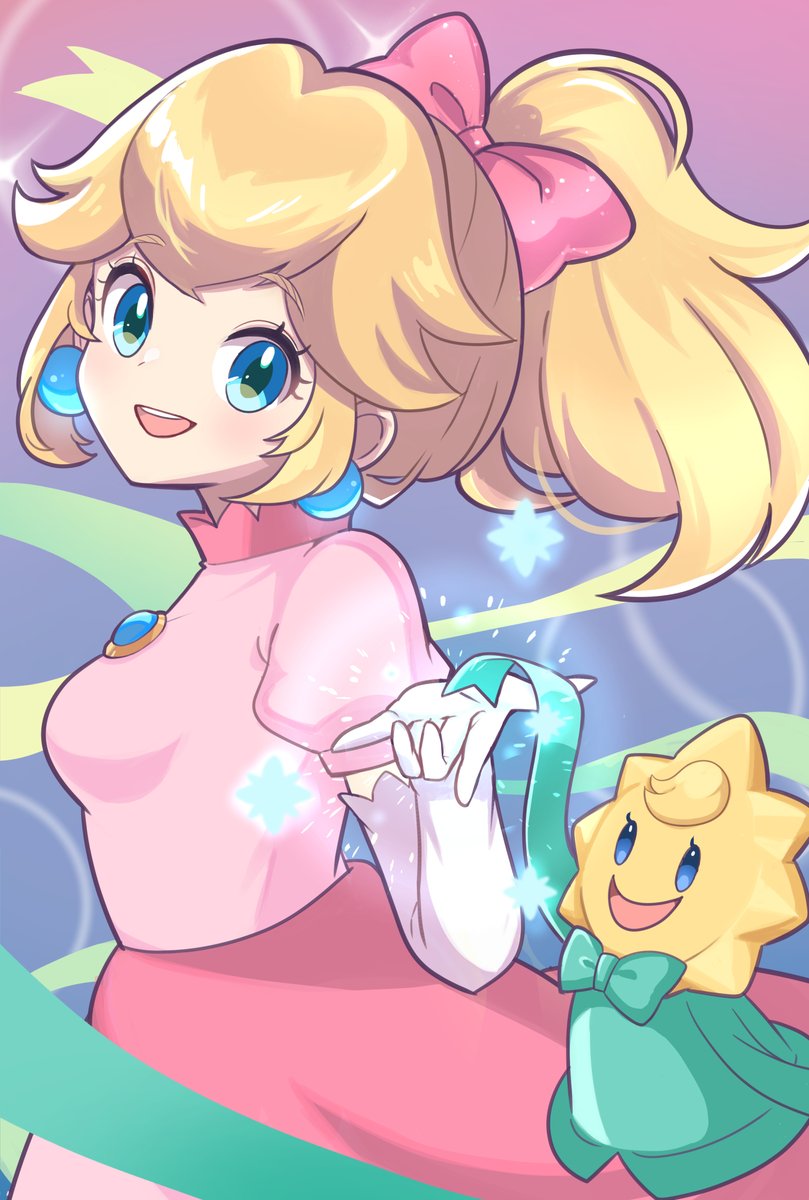 princess peach 1girl long hair breasts looking at viewer smile open mouth blue eyes  illustration images