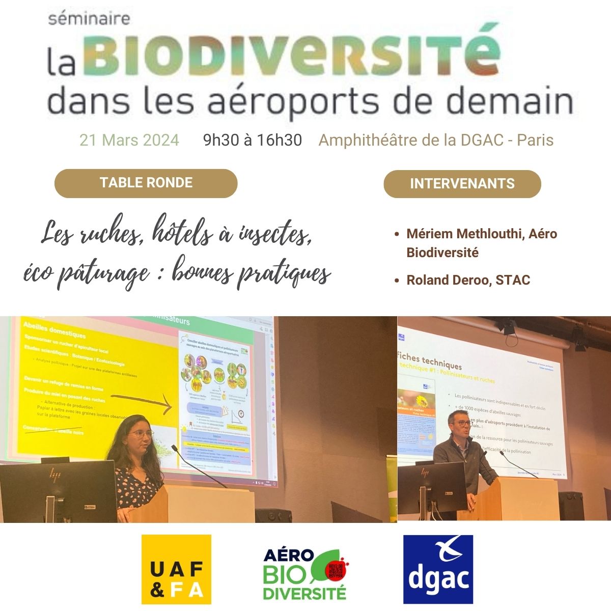 Le STAC a présenté ses nouvelles fiches techniques : 👉stac.aviation-civile.gouv.fr/fr/environneme… Mériem Methlouthi, Aéro Biodiversité a présenté les bonnes pratiques en faveur des insectes pollinisateurs et aussi les fausses bonnes idées.