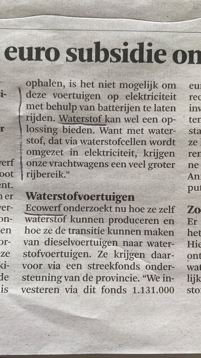 Zeg #Ecowerf, wetenschap toont dat #waterstof in transport erg inefficiënt is, zeker vergeleken met #elektrischrijden op batterijen. Dus graag goed uitzoeken of elektrisch niet lukt, vooraleer #belastinggeld te besteden aan H2. Elektrische #trucks krijgen steeds meer #range