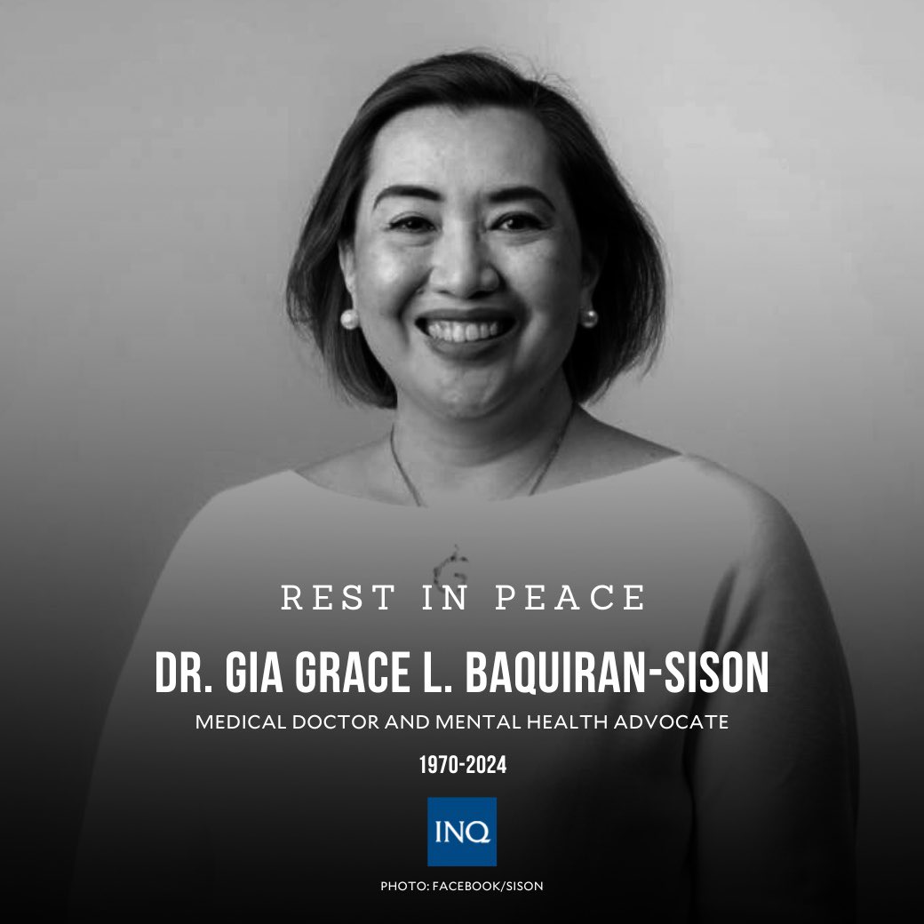 Dr. Gia Sison -a dear colleague- was a gifted communicator and mental health advocate who offered her life's struggles, joys, and wisdom to comfort and inspire countless Filipinos. I am deeply saddened by the news of her passing and send my condolences to her loved ones.