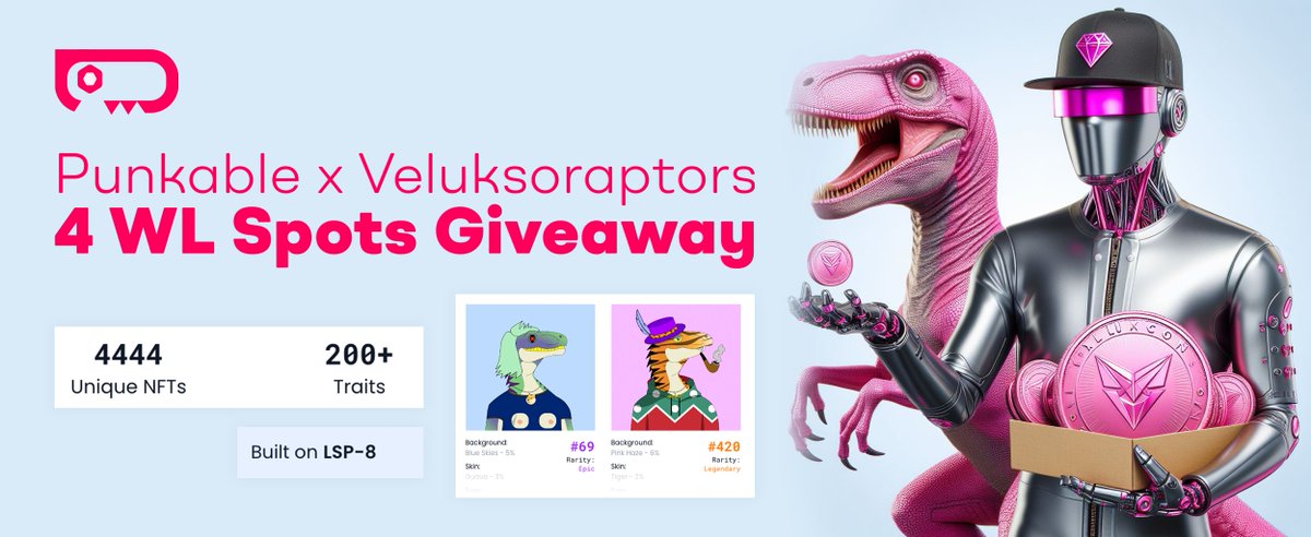 Gm, fam! 🌟

I’m thrilled to share that <a href="/veluksoraptors/">Veluksoraptors</a> is set to land on $LYX at the start of Q2, and to celebrate, they’ve gifted 4 WL spots exclusively for you!

Here’s how to enter the giveaway:

Follow me at <a href="/punkabl3/">Punkable</a> 
Follow <a href="/veluksoraptors/">Veluksoraptors</a> 
RT and like this post
Comment