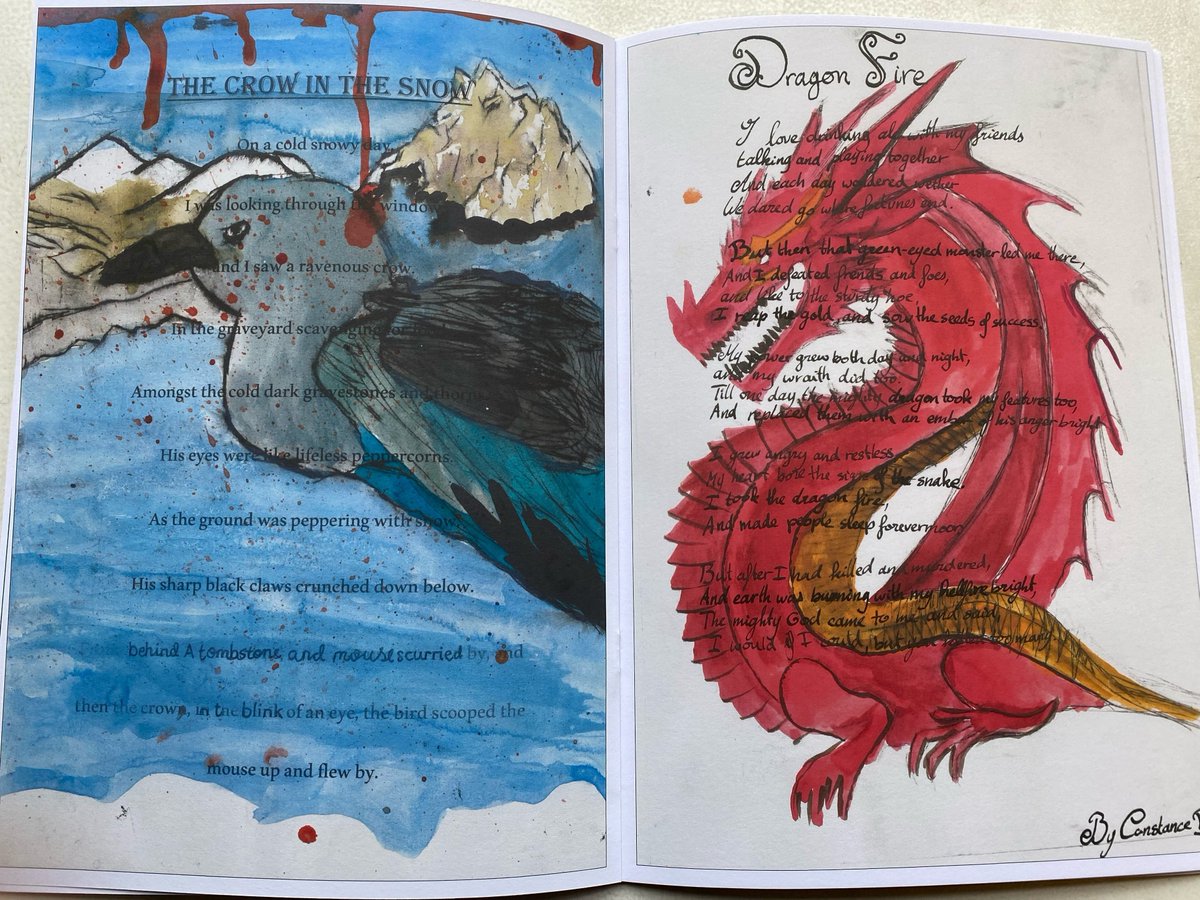 It's #WorldPoetryDay2024 !  Our year 8 pupils were inspired by #WilliamBlake last term and wrote poems inspired by his illustrated them, creating these fabulous books! #Poetry #Art
