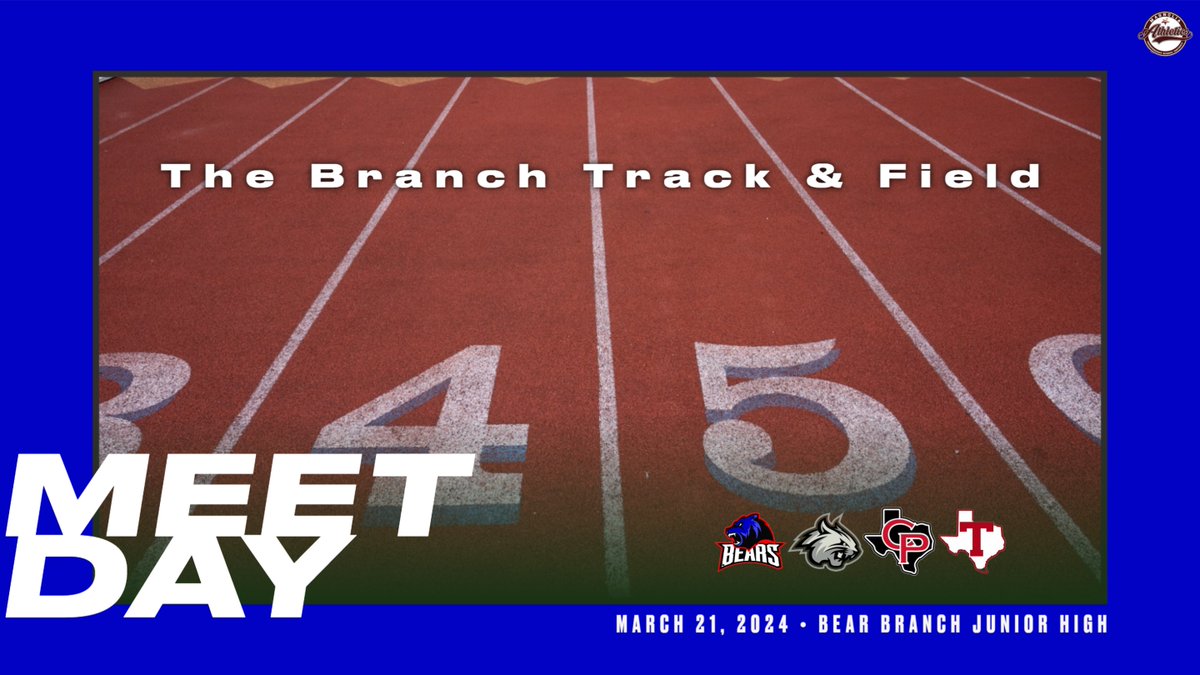TRACK MEET #2 🏃‍♂️ 📍 The Branch 🆚 @amcmsboys | @CPJHAthletics | @TJH_Athletics ⏰ Field Events and 2400m @ 4:00pm ⏰ Running Events @ 5:30pm @BBJHBears | @MagHS_BoysTF | @MagISDAthletics