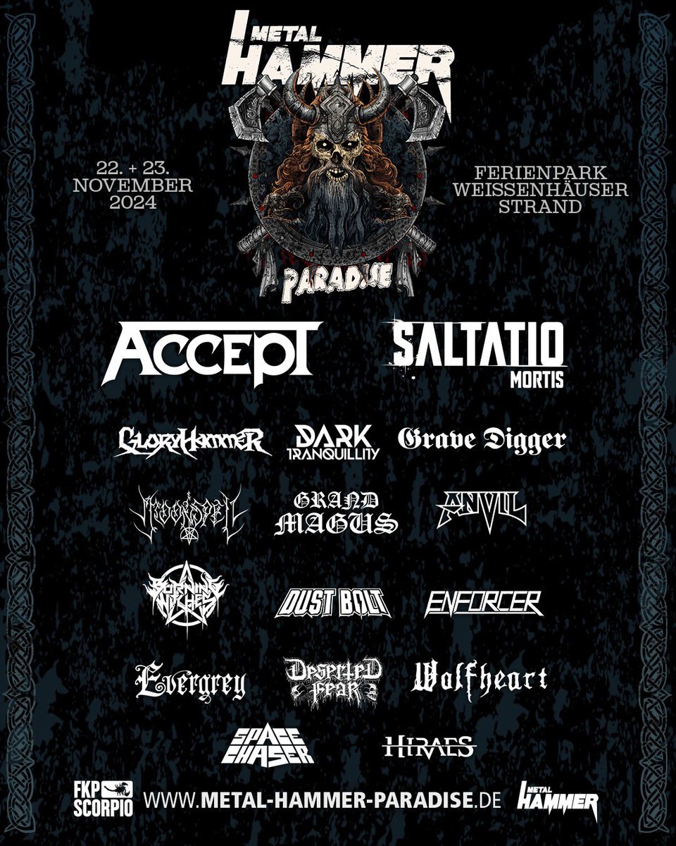 WOLFHEART (@wolfheartfin) on Twitter photo We are again thrilled to announce our performance at the mighty Metal Hammer Paradise -festival this November!
Get your tickets here: metal-hammer-paradise.de/de/
#wolfheart #wintermetal #MHParadise
<a href="/metalhammer_de/">Metal Hammer</a> We are again thrilled to announce our performance at the mighty Metal Hammer Paradise -festival this November!
Get your tickets here: metal-hammer-paradise.de/de/
#wolfheart #wintermetal #MHParadise
<a href="/metalhammer_de/">Metal Hammer</a>