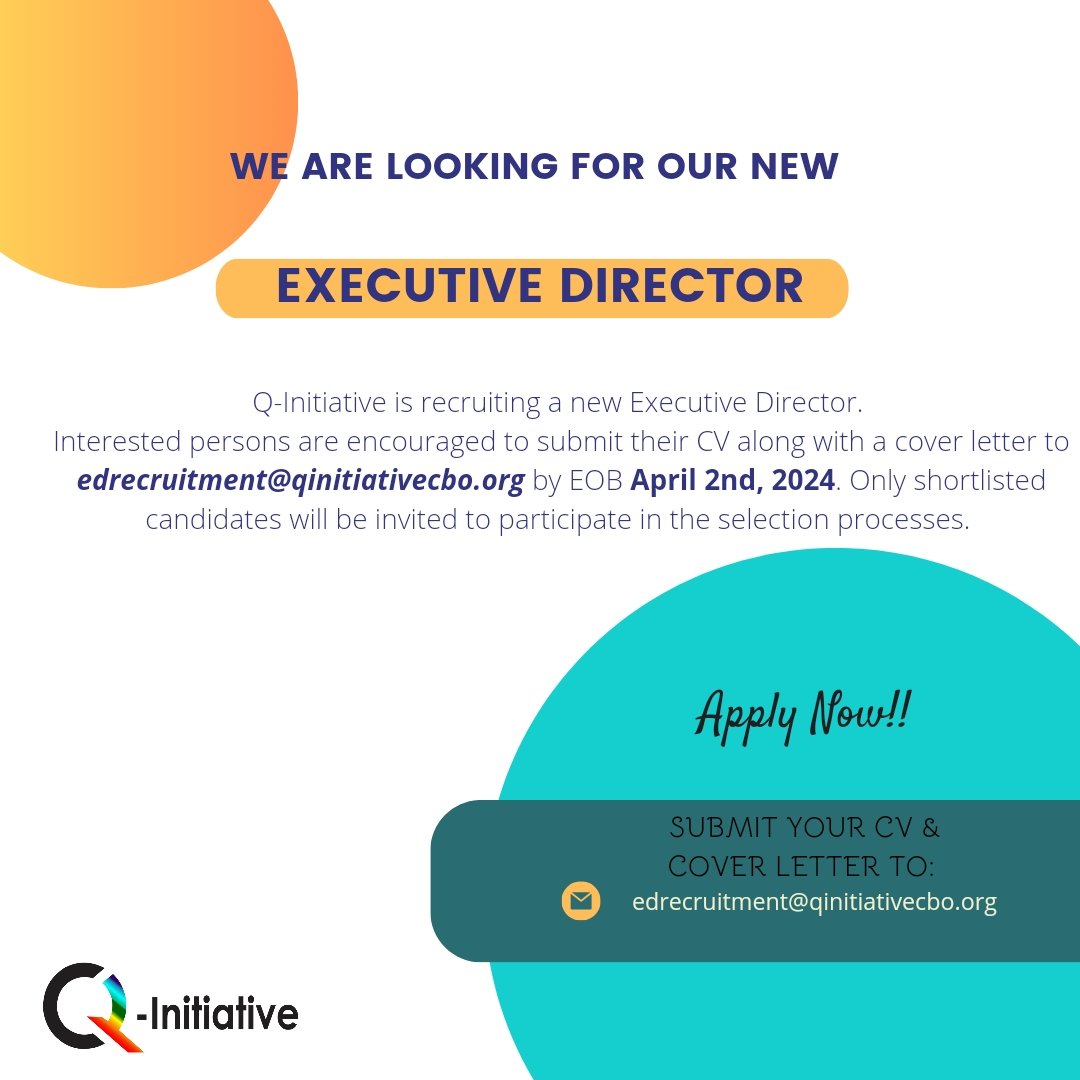 We are hiring our new Executive Director 📢📢 Send your applications to 📩 edrecruitment@qinitiativecbo.org #IkoKaziKe #ikokazi