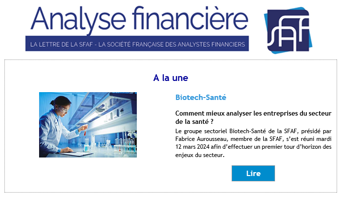 SFAF_asso's tweet photo. ✉️ Comment mieux analyser les entreprises du secteur de la santé ?

#SFAF #finance #bourse #banque #économie #biotech #medtech #santé #MiFID2 #IPO https://t.co/PY8iEAGLJ5