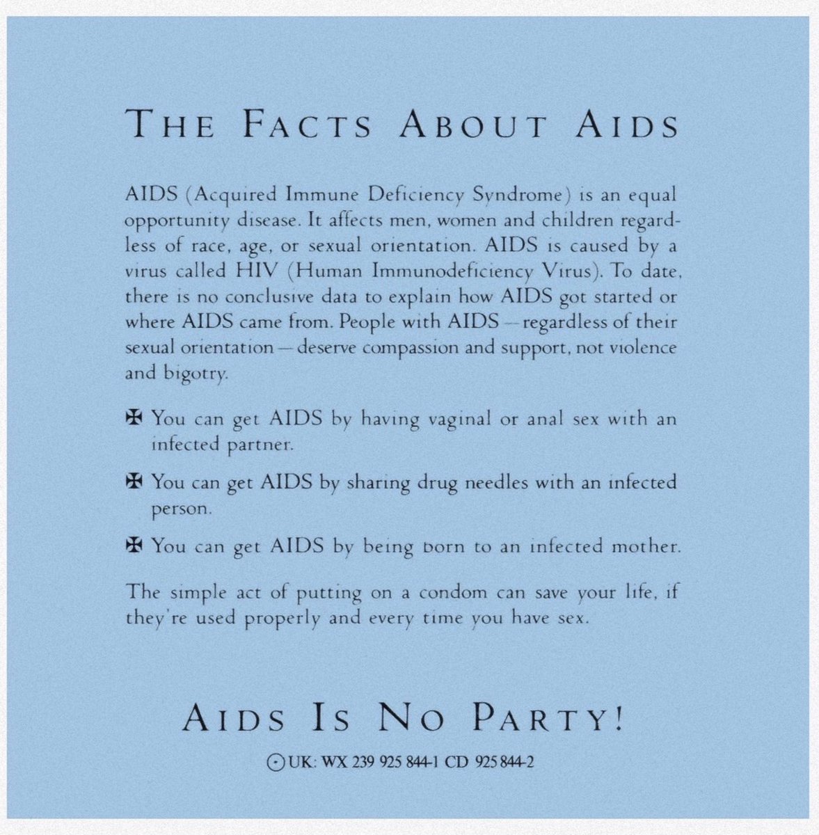 Madonna’s Like A Prayer album was released in 1989, 35 years ago today.
The patchouli scented LP carried safer sex info.
At a time when homophobia was rife, spurred by fear of AIDS, this was an act of remarkable allyship.
🙏