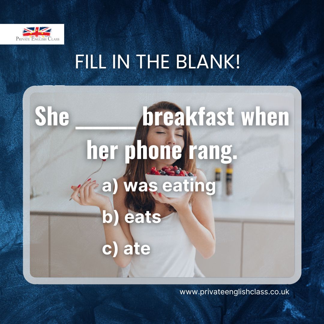 PEC_English's tweet image. &quot;She ___ breakfast when her phone rang.&quot; 🍳📞

What word completes the sentence? Share your answer in the comments below! 🤔

#LanguageChallenge #FillInTheBlank #InteractiveLearning