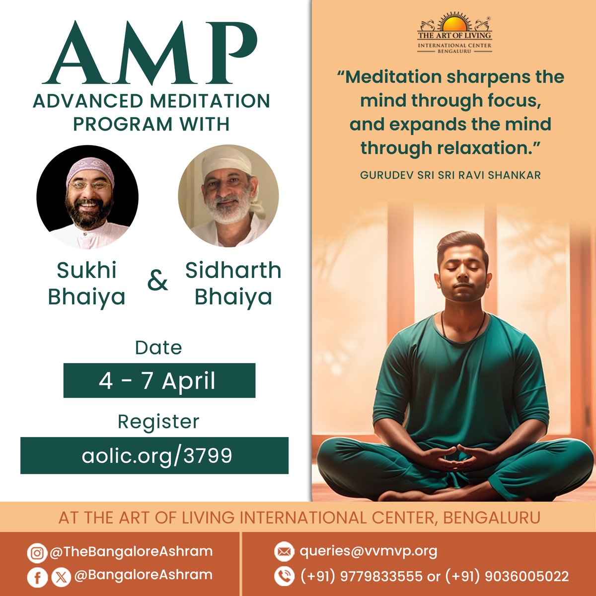Amidst the hustle and bustle of life, discover the power of silence at The Art of Living International Center, Bengaluru | 4 - 7 April 2024. Register: aolic.org/3799