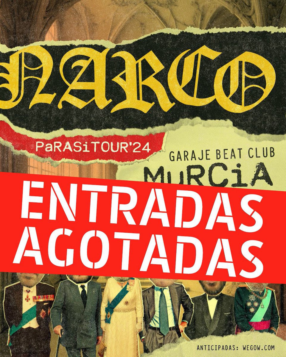 Narco cuelga el cartel de SOLD OUT para este sábado en la @garajebeatclub , en Murcia.