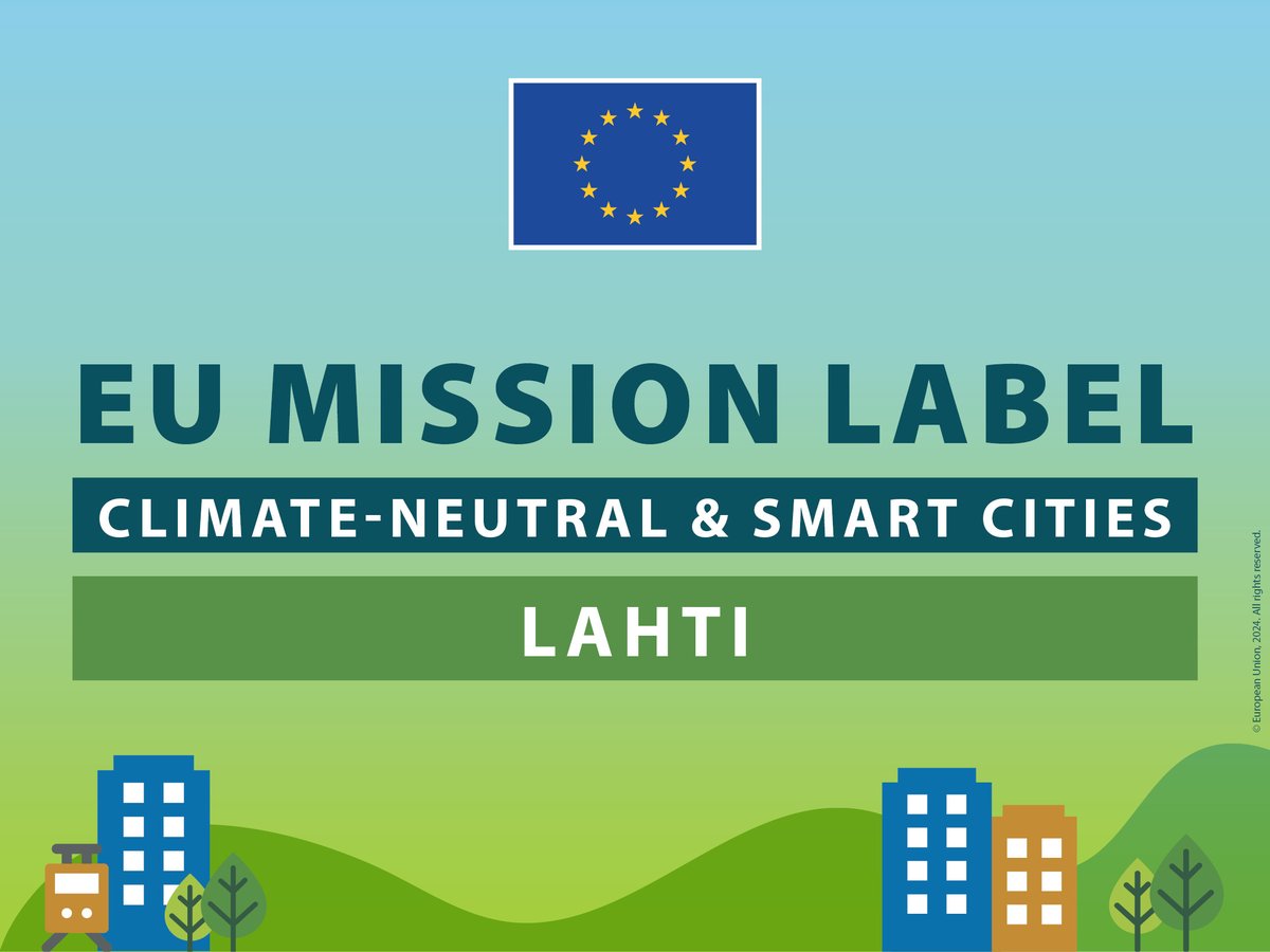 We're honored to receive the EU Mission Label and sign a climate agreement with the @EU_Commission. Let's work together for a sustainable future! 💚 #Lahti #greenlahti #EUmissions #MissionCities #EUGreenDeal Congrats @EspooEsbo @LappeenrantaFi @Tamperekaupunki @Turkukaupunki