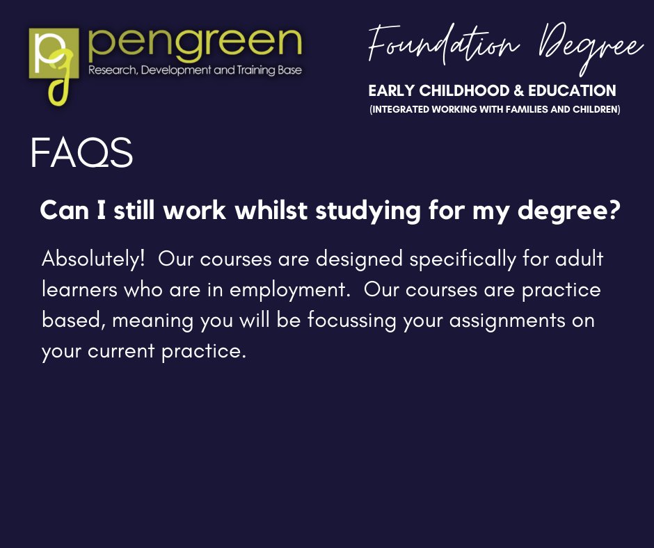 PGResearchBase's tweet photo. Thinking of applying for the Foundation Degree and have questions❓❓❓ We have complied our most frequently asked questions to help you.  If you have more that aren't posted here, our friendly Student Support team are on hand to help at studentsupport@pengreen.org https://t.co/THDshYibPG