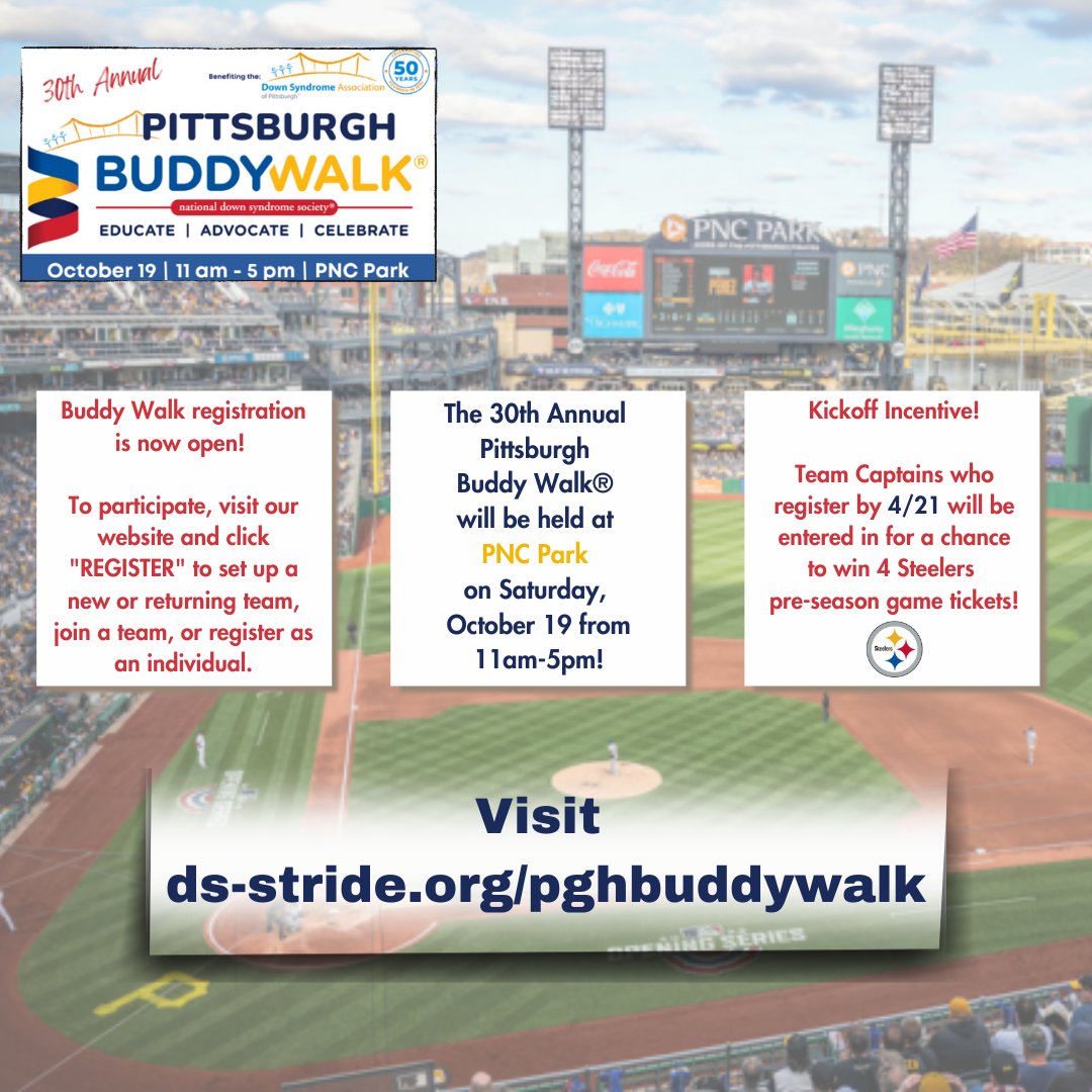 dsapittsburgh's tweet image. Happy World Down Syndrome Day! DSAP is excited to announce that this year's 30th Annual Pittsburgh Buddy Walk® will be held at✨PNC PARK✨on Saturday, October 19 from 11am-5pm! Learn more &amp;amp; register at ds-stride.org/pghbuddywalk. #dsapgh #PghBuddyWalk #BuddyWalk #NDSS #Downsyndrome