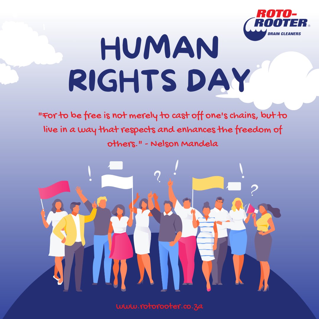 Today, we honour the fundamental rights and freedoms of every individual as we commemorate Human Rights Day. Happy Human Rights Day from all of us at Roto Rooter! 🌍✨ #HumanRightsDay #RotoRooter #EqualityForAll