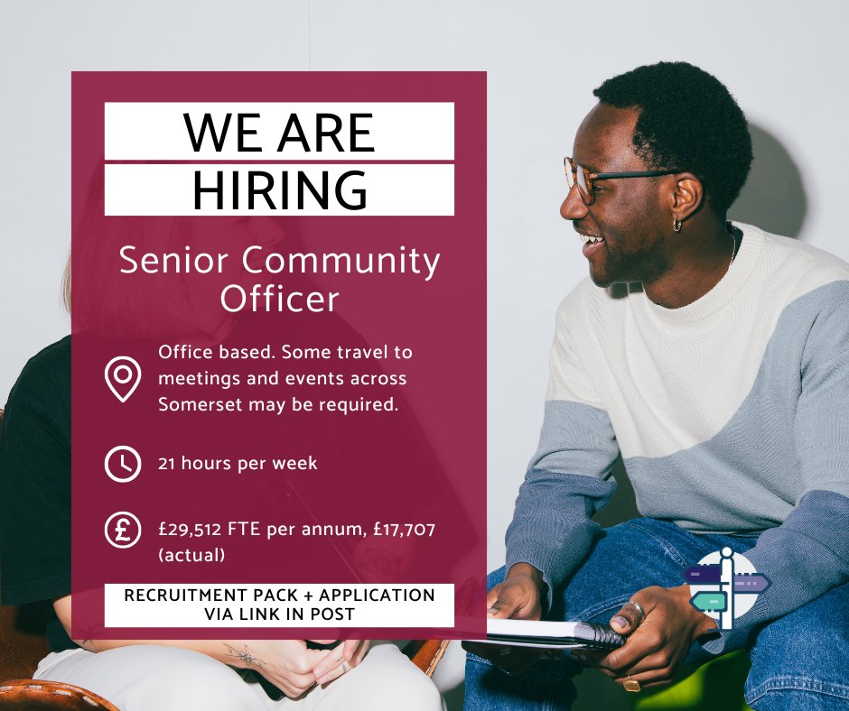 NEW JOB! We are looking for a Senior Community Officer to join our team on a six-month fixed term contract. Could this be you? Download our #recruitment pack today! ccslovesomerset.org/vacancies/ #JobOpportunity #Hiring #Somersetjobs #CareersInSomerset #Community #CharityJob