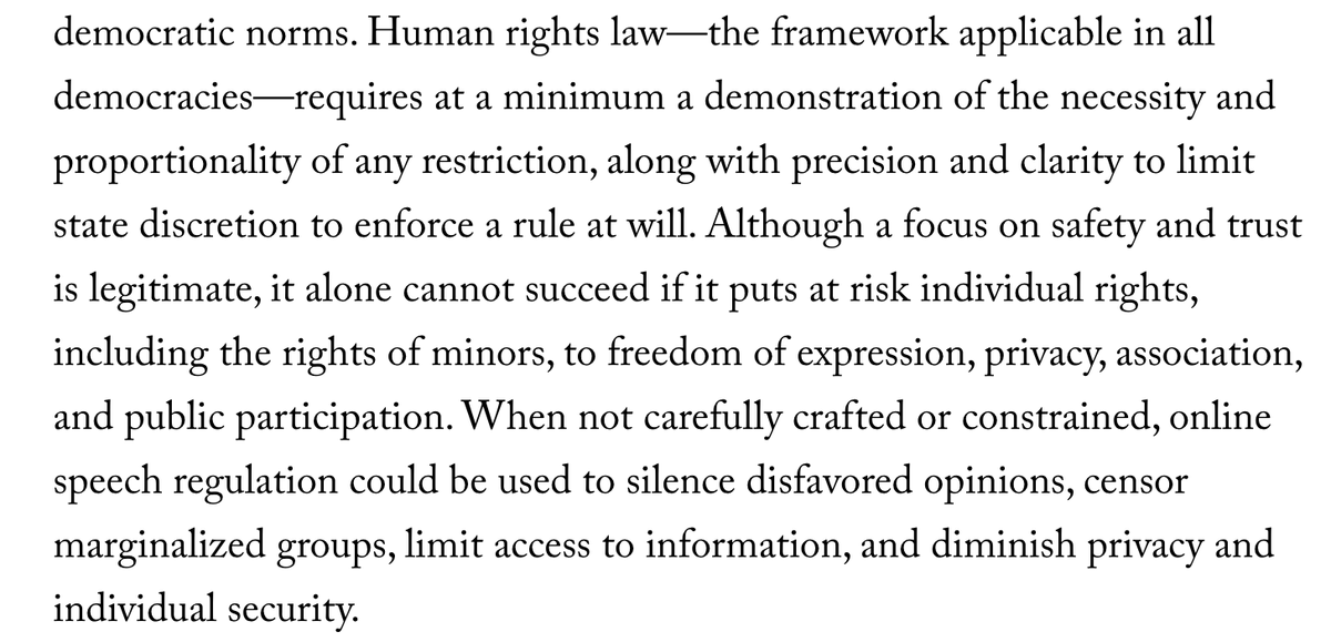 Cannot lose sight of this while seeking to regulate harms. @davidakaye writes on the risks of internet regulation, the possible Tik Tok ban and how even well-intentioned efforts can restrict free speech foreignaffairs.com/united-states/…