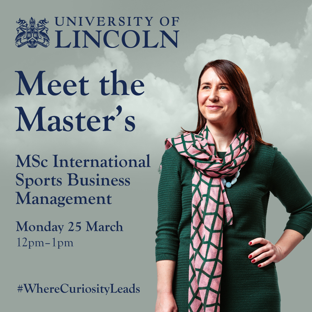 Want to dive into the world of International Sports Management? ⚽️📈 Come and Meet our Masters to explore study pathways at the postgraduate level! 🎓 To learn more and book your place 👇 lincoln.ac.uk/studentlife/wh…