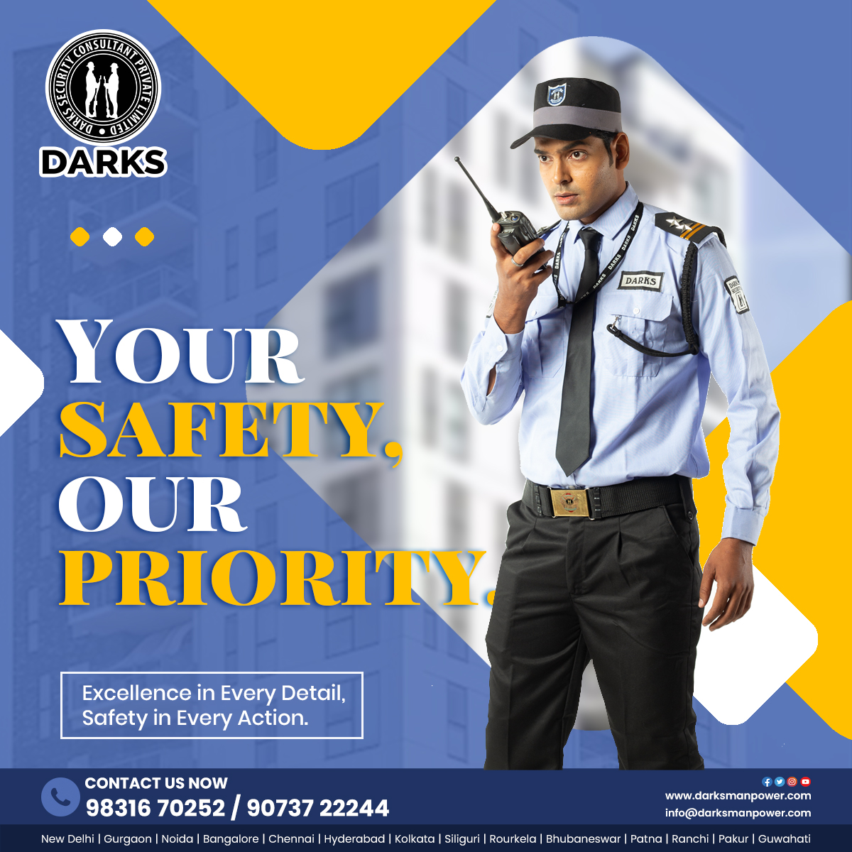 Prioritizing your safety as one of our primary purposes. Get in touch now !!

#securityguards #securitycompany #securityservices #security #darkssecurity #bestsecuritycompany