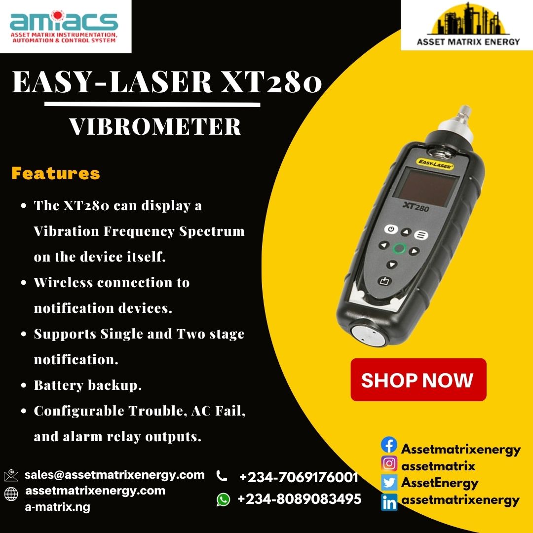 The Easy-Laser XT280 automatically performs vibration analysis functions based on machine running speed to help diagnose faults such as unbalance, misalignment and looseness. For more inquires! sales@assetmatrixenergy.com #assetmatrixenergy #easylaser #vibrometer