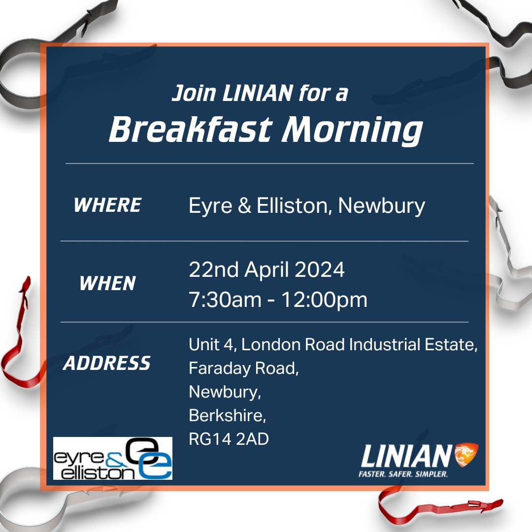 Calling all electricians in Newbury...Join LINIAN at Eyre & Elliston, Newbury, tomorrow, 22nd March 2024 for a Breakfast Morning! 👏 Event Date: March 22nd 2024 Event Time: 7:30 am - 12:00 pm Event Location: Erye & Elliston, Newbury #ElectricalWork #Sparky #Tools #LINIAN