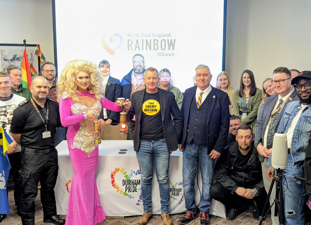 Proud to help launch Durham Pride 2024. To mark 40 years of our solidarity with the LGBT+movement since the 1984-85 strike, the DMA banner will lead the Durham Pride march. Join us on Sunday 26 May, leaving Palace Green at 12.30pm (1/2)